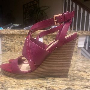 Women’s COLE HANN Air Pelham Wedge Sandal Platform Raspberry Fuchsia Red Sz 5.5B